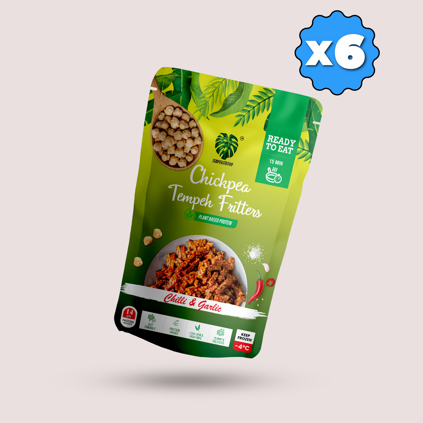 Pack of 6 Chickpea Chilli & Garlic Fritters | 900 g