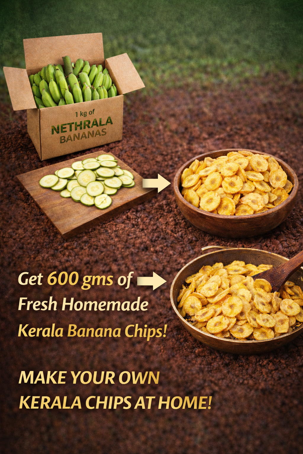 1kg Kerala Nendran Banana Kit – Make Your Own Fresh Banana Chips at Home