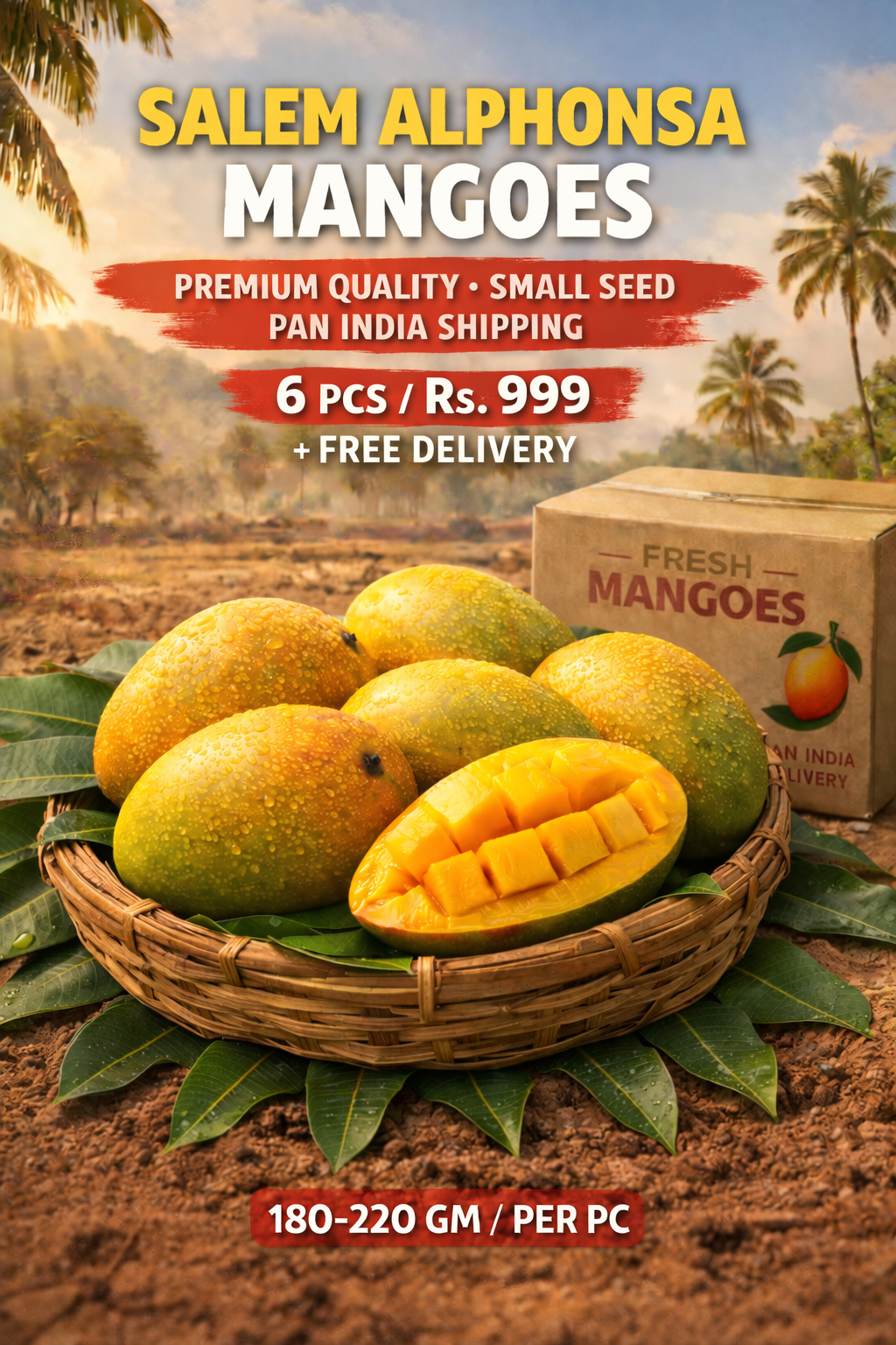 South grown Alphonso Mangoes – Naturally Ripened in South India Sun 6 pcs | 1 KG ☀️ ratangiri
