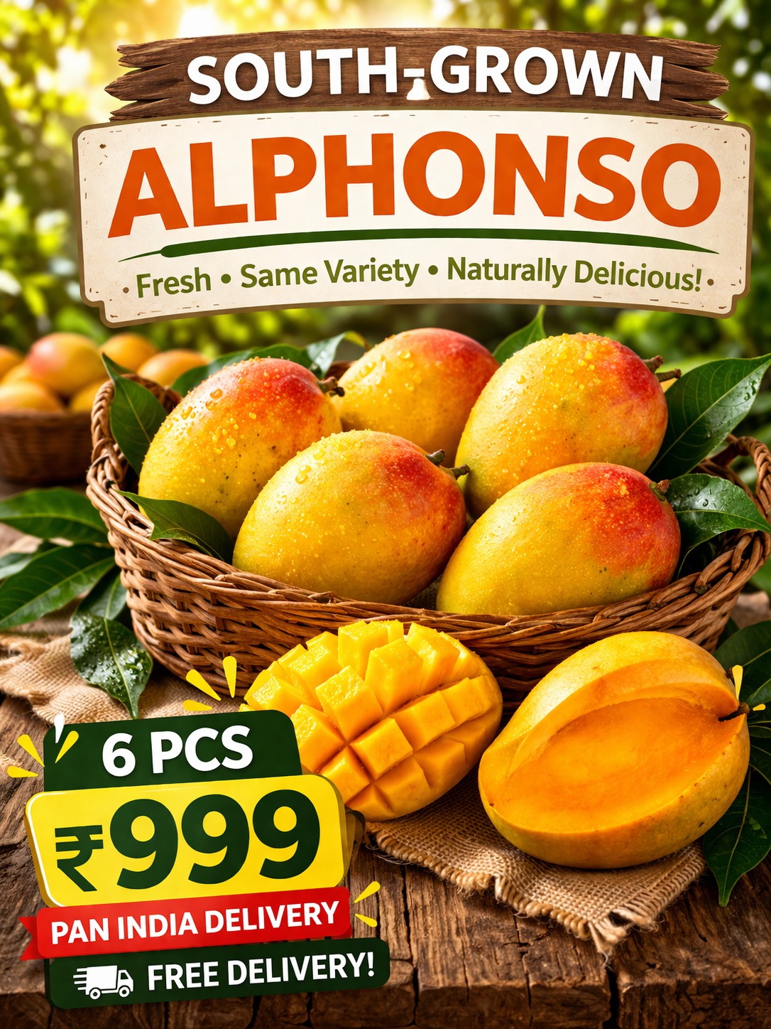 South grown Alphonso Mangoes – Naturally Ripened in South India Sun 6 pcs | 1 KG ☀️ ratangiri