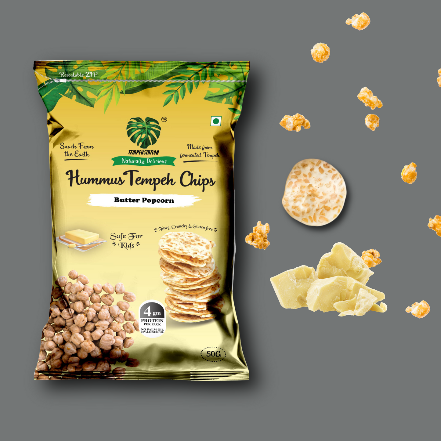 Butter Popcorn Hummus Tempeh Chips | 50g