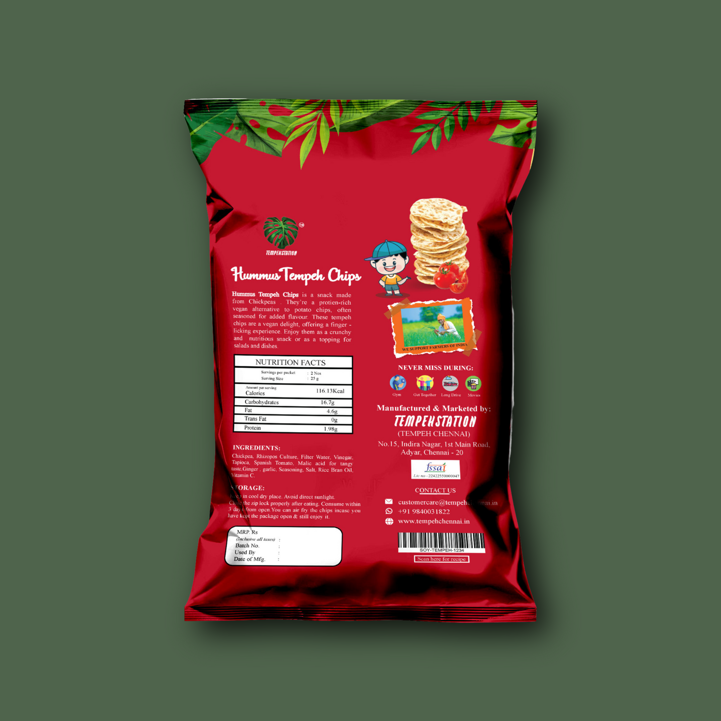 Spanish Tomato Hummus Tempeh Chips | 50g