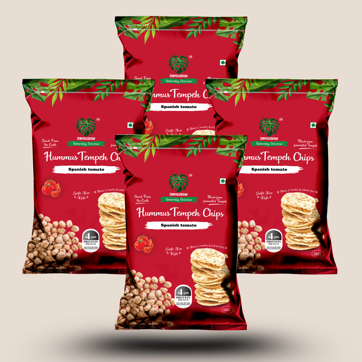 Spanish Tomato Hummus Tempeh Chips PACK OF 4
