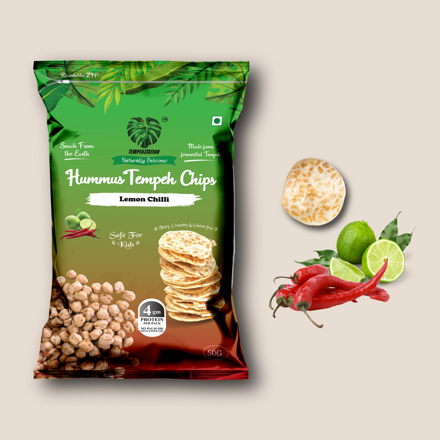 Lemon Chilli Hummus Tempeh Chips PACK OF 4