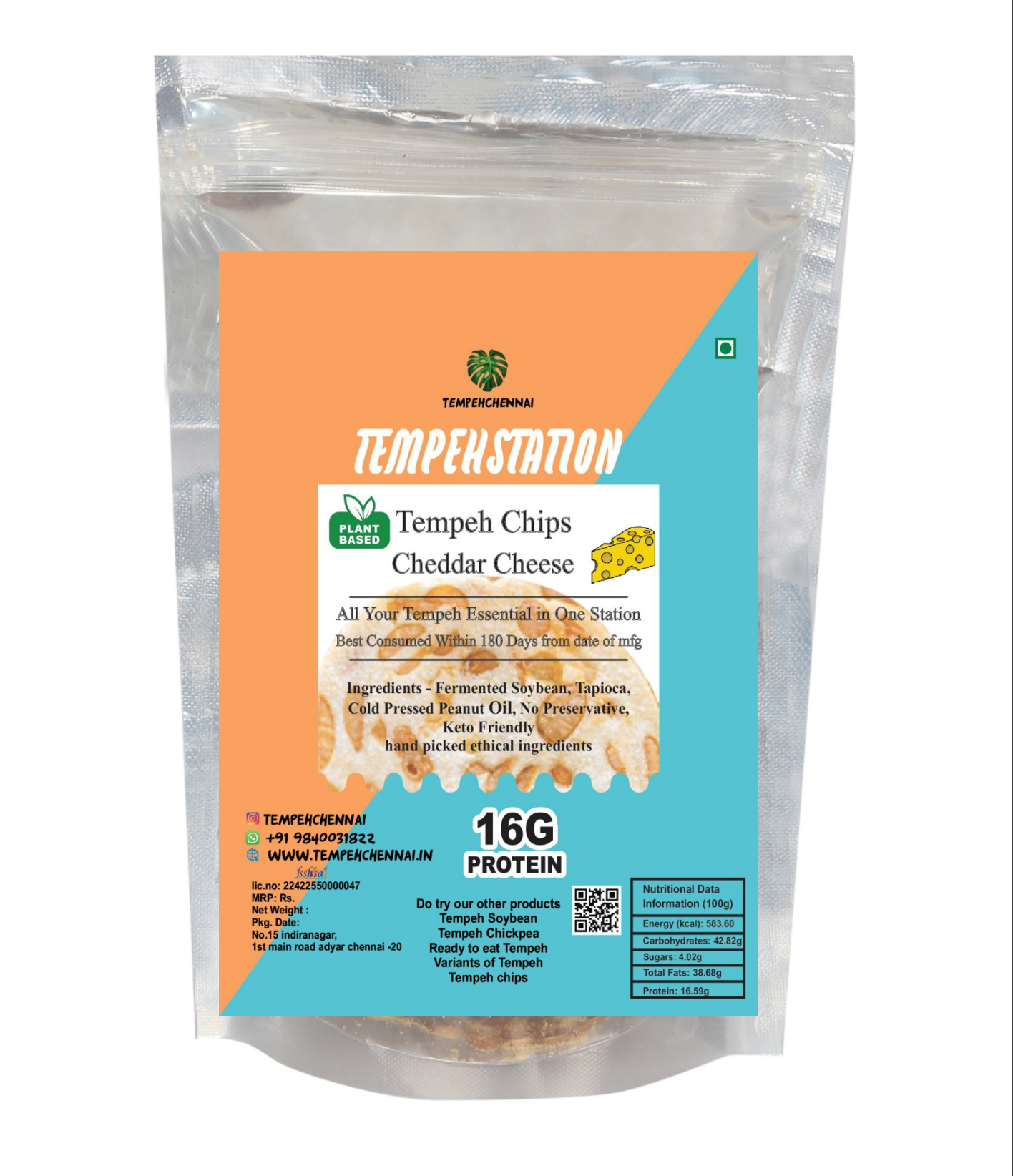 Cheddar Cheese Tempeh Chips | 100g