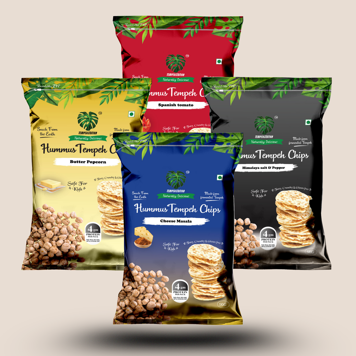 COMBO Hummus Tempeh Chips PACK OF 4